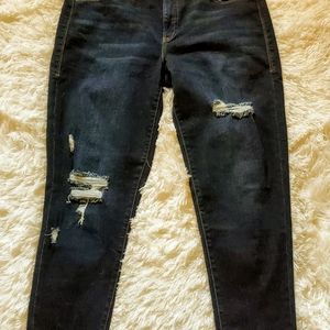 Lularoe Dark wash distressed ankle skinny denim